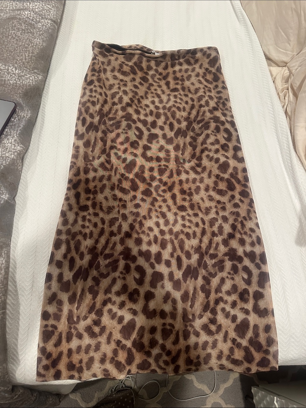 Zara Leopard Print Midi Skirt in Tan and Brown